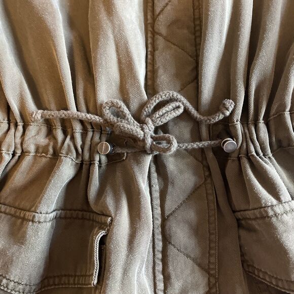 GH Bass Co Utility Military Jacket Women’s L Army Green Full Zip Snap Chore READ - Picture 7 of 16